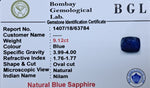 Blue Sapphire 9.12ct Certificate