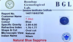 Blue Sapphire Certificate