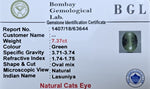 Cats Eye 7.37ct Certificate