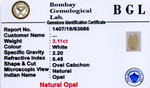 Opal - 3.11 Carats Certificate