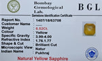 Yellow Sapphire 6.52ct Certificate