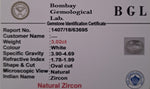 Zircon 3.02ct Certificate