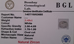 Zircon 3.49ct Certificate