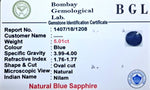 Blue Sapphire 5.01ct Certificate
