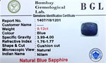 Blue Sapphire Certificate