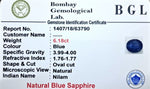 Blue Sapphire Certificate