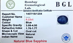 Blue Sapphire Certificate