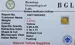 Yellow Sapphire 7.57ct Certificate