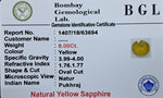 Yellow Sapphire 8.00ct Certificate