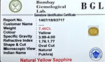 Yellow Sapphire Certificate