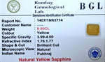 Yellow Sapphire Certificate