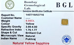 Yellow Sapphire Certificate