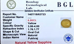 Yellow Sapphire Certificate