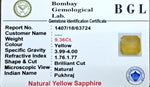 Yellow Sapphire Certificate