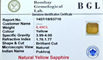 Yellow Sapphire Certificate