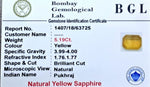 Yellow Sapphire Certificate