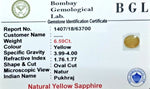 Yellow Sapphire Certificate