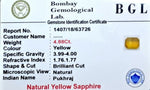 Yellow Sapphire Certificate