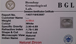 Zircon 4.56ct Certificate
